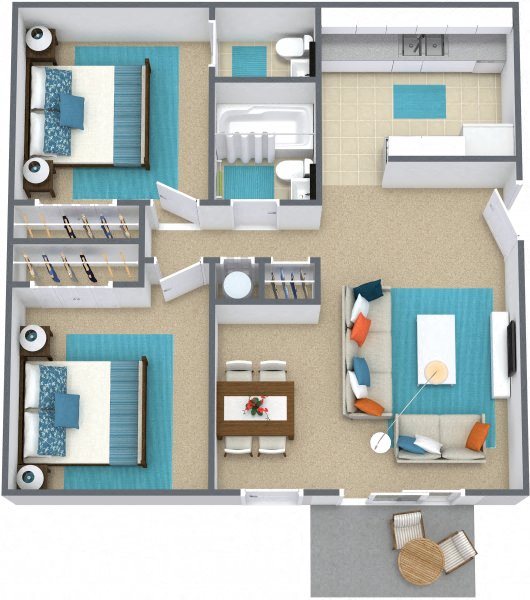 two bedroom floor plan